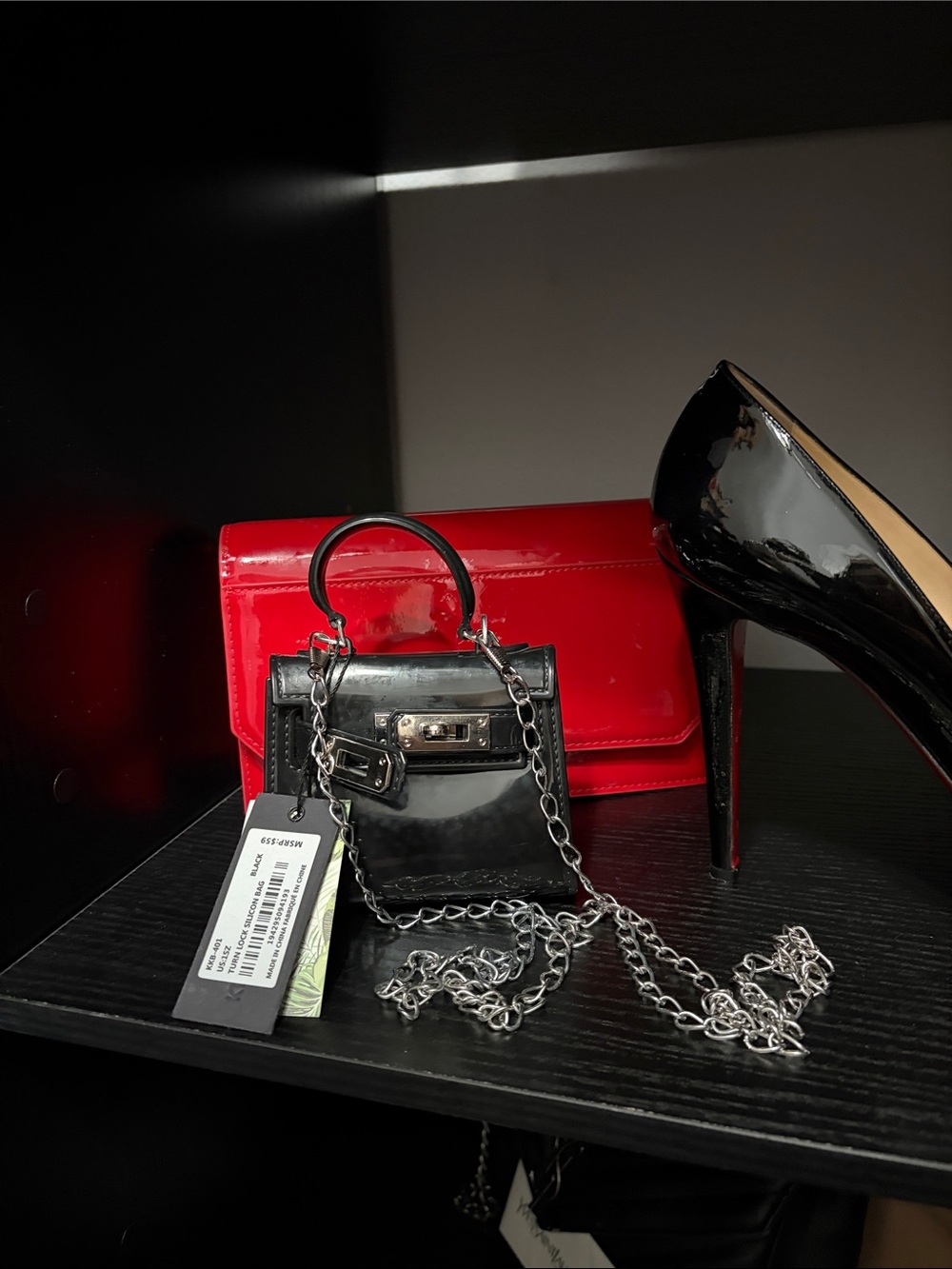 ✨🤩❤️ Mini Brkin - Black Patent Mini Chain Crossbody - Bag super cute !!!!!!!